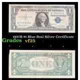 1957B $1 Blue Seal Silver Certificate Grades vf+
