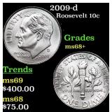 2009-d Roosevelt Dime 10c Grades Gem++ Unc