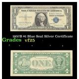 1957B $1 Blue Seal Silver Certificate Grades vf+