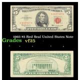 1963 $5 Red Seal United States Note Grades vf+