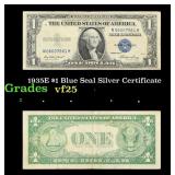 1935E $1 Blue Seal Silver Certificate Grades vf+