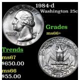 1984-d Washington Quarter 25c Grades GEM++ Unc