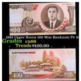 1992 Upper Korea 100 Won Banknote P# 43a Grades Ge