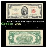 1953C $2 Red Seal United States Note Grades vf+