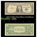 1957 $1 Blue Seal Silver Certificate Grades vf+
