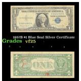 1957B $1 Blue Seal Silver Certificate Grades vf+