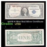 1957B $1 Blue Seal Silver Certificate Grades vf++