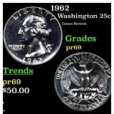 Proof 1962 Washington Quarter 25c Grades GEM++ Pro