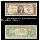 1957 $1 Blue Seal Silver Certificate Grades vf+