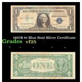 1957B $1 Blue Seal Silver Certificate Grades vf+