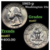 1965-p Washington Quarter 25c Grades GEM++ Unc