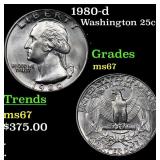 1980-d Washington Quarter 25c Grades GEM++ Unc