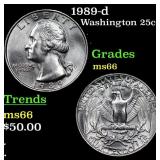 1989-d Washington Quarter 25c Grades GEM+ Unc