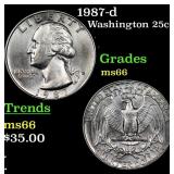 1987-d Washington Quarter 25c Grades GEM+ Unc