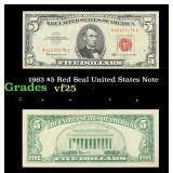 1963 $5 Red Seal United States Note Grades vf+