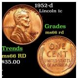 1952-d Lincoln Cent 1c Grades GEM+ Unc RD