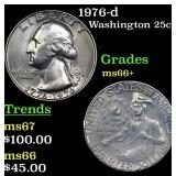 1976-d Washington Quarter 25c Grades GEM++ Unc