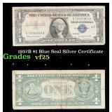1957B $1 Blue Seal Silver Certificate Grades vf+