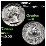 1980-d Washington Quarter 25c Grades GEM+ Unc