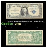 1957B $1 Blue Seal Silver Certificate Grades vf++