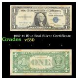 1957 $1 Blue Seal Silver Certificate Grades vf++