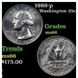 1989-p Washington Quarter 25c Grades GEM+ Unc