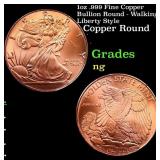 1oz .999 Fine Copper Bullion Round - Walking Liber