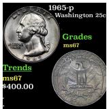 1965-p Washington Quarter 25c Grades GEM++ Unc