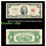 1953 $2 Red Seal United States Note Grades vf++