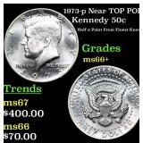 1973-p Kennedy Half Dollar Near TOP POP! 50c Grade