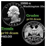 Proof 1986-s Washington Quarter 25c Grades GEM++ P