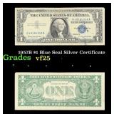 1957B $1 Blue Seal Silver Certificate Grades vf+