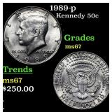 1989-p Kennedy Half Dollar 50c Grades GEM++ Unc