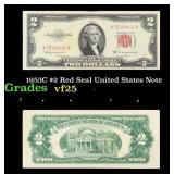 1953C $2 Red Seal United States Note Grades vf+
