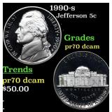 Proof 1990-s Jefferson Nickel 5c Grades GEM++ Proo