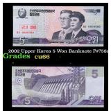 2002 Upper Korea 5 Won Banknote P#?58s,  Grades Ge