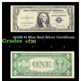 1935E $1 Blue Seal Silver Certificate Grades vf++