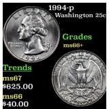 1994-p Washington Quarter 25c Grades GEM++ Unc