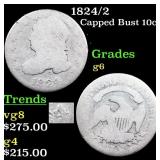 1824/2 Capped Bust Dime 10c Grades g+