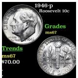1946-p Roosevelt Dime 10c Grades GEM++ Unc