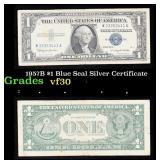1957B $1 Blue Seal Silver Certificate Grades vf++