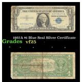 1957A $1 Blue Seal Silver Certificate Grades vf+