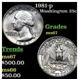 1981-p Washington Quarter 25c Grades GEM++ Unc