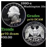 Proof 1990-s Washington Quarter 25c Grades GEM++ P