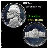 Proof 1982-s Jefferson Nickel 5c Grades GEM++ Proo