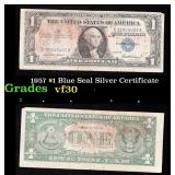 1957 $1 Blue Seal Silver Certificate Grades vf++