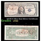 1957B $1 Blue Seal Silver Certificate Grades vf++