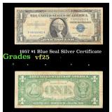 1957 $1 Blue Seal Silver Certificate Grades vf+