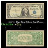 1957 $1 Blue Seal Silver Certificate Grades vf+