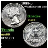 1989-p Washington Quarter 25c Grades GEM+ Unc